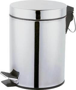 Nerezový pedálový odpadkový koš, leštěný, objem 3 litry, s automatickým otevíráním nohou, vhodný do koupelny