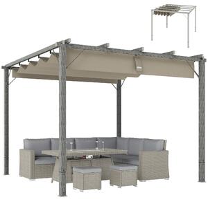 Pergola Outsunny, zahradní altán o rozmrech cca 3 x 3 m s magnetickými podlokami, zasteení terasy
