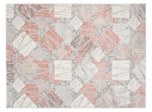 Makro Abra Moderní kusový koberec ASTHANE E464A světle šedý / tmavě růžový Rozměr: 300x400 cm