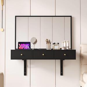 Zrcadlo do koupelny, závěsné – 3 zásuvky s elektrickými zásuvkami – lesklá bílá barva