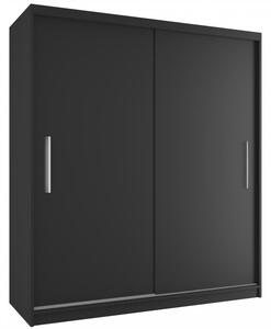 Šatní skříň 158 cm Belini černý mat s posuvnými dveřmi SI SZP3/1/B/B/0/AL