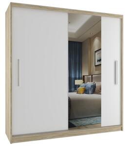 Praktická šatní skříň Mirror 158 cm - dub sonoma / bílá