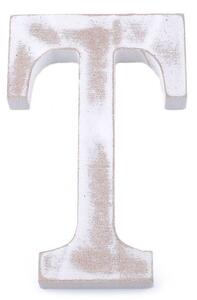 Dřevěná písmena abecedy vintage - 19 "T" bílá přírodní