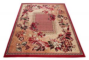 Makro Abra Kusový koberec ATLAS 7192B Květy tmavě béžový červený Rozměr: 200x300 cm