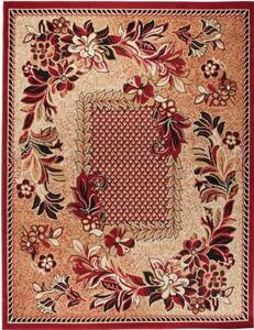 Makro Abra Kusový koberec ATLAS 7192B Květy tmavě béžový červený Rozměr: 100x200 cm