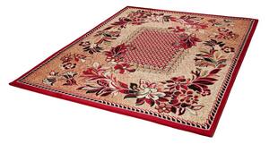 Makro Abra Kusový koberec ATLAS 7192B Květy tmavě béžový červený Rozměr: 100x200 cm