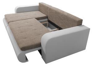 Rohová sedačka s úložným prostorem RAMIREZ - bílá ekokůže / šedá