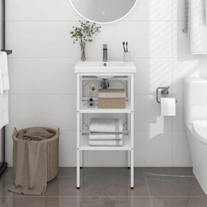 Koupelnový regál pod umyvadlo - 40x38x83 cm | bílý