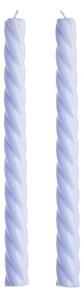 TWISTED Sada lesklých svíček 2 ks 25,5 cm - sv. modrá