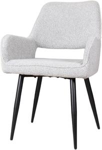 Jídelní židle s potahem z boucle látky, šedá barva, ergonomický design, 1 kus, vhodná do kuchyně