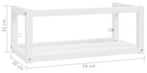 Nástěnný koupelnový regál pod umyvadlo - 79x38x31 cm | bílý