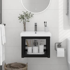Nástěnný koupelnový regál pod umyvadlo - 40x38x31 cm | černý