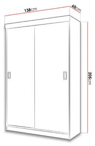 Zrcadlová šatní skříň 138 cm ROMARI - bílá / antracitová