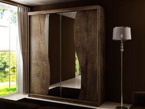 Zrcadlová šatní skříň 150 cm ELVIRA 4 - jasan tmavý