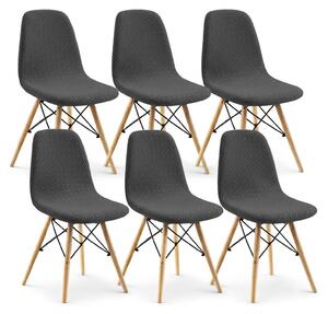 Sada potahů na jídelní židle, 6 kusů, tmavě šedá barva, styl Mid Century Modern, design mušle, ochrana pro židle