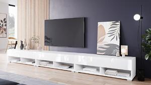 Televizní stolek 300 cm WILLA A - bílý / lesklý bílý
