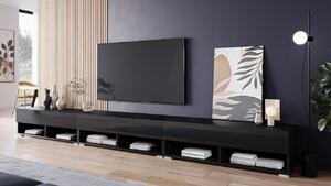 Televizní stolek 300 cm WILLA A - černý / lesklý černý