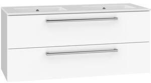 EBS Pure Skříňka s keramickým dvojumyvadlem slim 121 cm, bílá 1 set