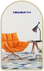 Zrcadlo, rozměry 50x70 cm, s povrchem zlaté barvy, kartáčovaná úprava, kovový rám, sklo s vysokou kvalitou obrazu (HD), vhodné pro líčení