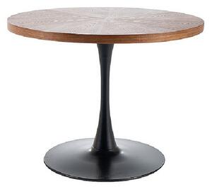 Kulatý jídelní stůl EDIN - ořech / černý matný