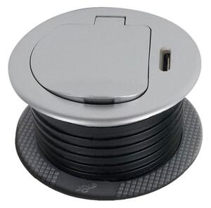 Solight PP122C-PD20-Zásuvkový sloupek pro desku stolu 1x230V + USB-C PD stříbrná