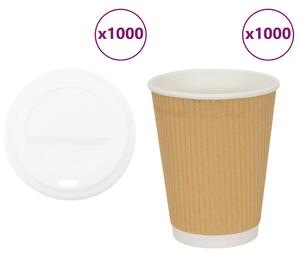 Papírové kelímky na kávu s víčky 1000 pcs 12oz 300ml