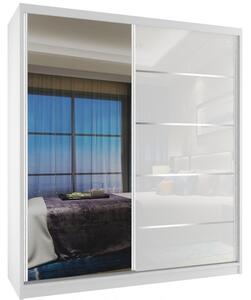 Stylová šatní skříň s posuvnými dveřmi Albino 133 cm - bílá / bílý