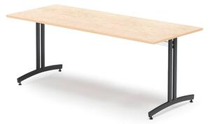 AJ Produkty Jídelní stůl, 1800x800 mm, béžové linoleum, černá