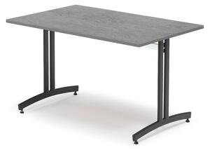 AJ Produkty Jídelní stůl, 1200x800 mm, tmavě šedé linoleum, černá
