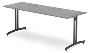 AJ Produkty Stůl, 1800x700 mm, tmavě šedé linoleum, černá