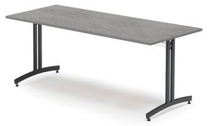 AJ Produkty Jídelní stůl, 1800x800 mm, tmavě šedé linoleum, černá