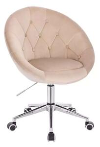LuxuryForm DESIGN Křeslo VERA VELUR na stříbrné podstavě s kolečky - latte