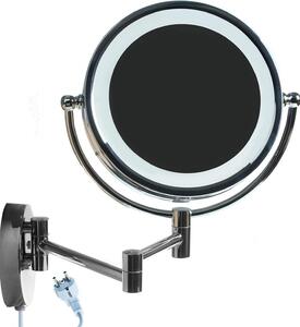 Kosmetické zrcadlo s 10násobným zvětšením, průměr 20,5 cm, s osvětlením, určené k montáži na zeď