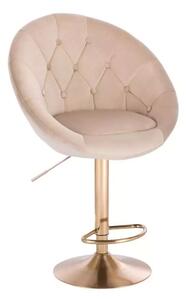 LuxuryForm DESIGN Barová židle VERA VELUR na zlatém talíři - latte