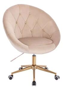 LuxuryForm DESIGN Křeslo VERA VELUR na zlaté podstavě s kolečky - latte