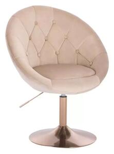 LuxuryForm DESIGN Křeslo VERA VELUR na zlatém talíři - latte