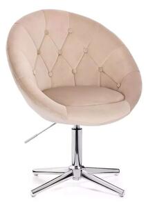 LuxuryForm DESIGN Křeslo VERA VELUR na stříbrném kříži - latte