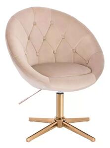 LuxuryForm DESIGN Křeslo VERA VELUR na zlatém kříži - latte