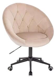 LuxuryForm DESIGN Křeslo VERA VELUR na černé podstavě s kolečky - latte