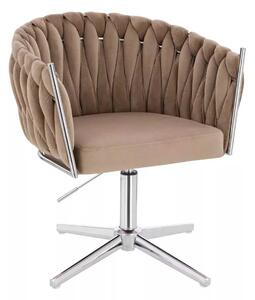 LuxuryForm DESIGN Židle NORDEN VELUR na stříbrném kříži - latte