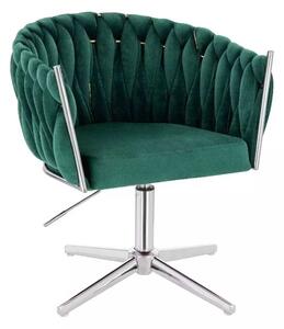 LuxuryForm DESIGN Židle NORDEN VELUR na stříbrném kříži - zelená