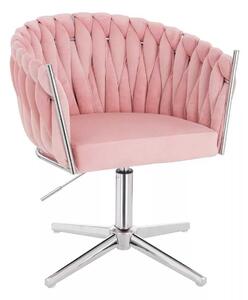 LuxuryForm DESIGN Židle NORDEN VELUR na stříbrném kříži - růžová