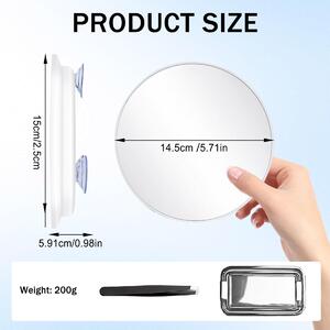 Zrcadlo s 20násobným zvětšením, průměr 15 cm, s 3 přísavkami, včetně pinzety, pro přesnou analýzu pleti