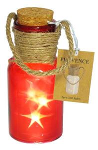Toro Dekorační sklenice 5 LED PROVENCE 20cm červená