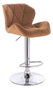 LuxuryForm DESIGN Barová židle MILANO VELUR na stříbrné kulaté podstavě - medová