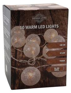 Hit Světelný řetěz s časovačem 10LED ozdoby s glitry 135cm