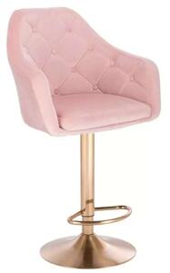 LuxuryForm DESIGN Barová židle ANDORA VELUR na zlaté kulaté podstavě - světle růžová