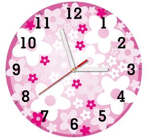 Dětské hodiny Hezké růžové kvítky Velikost: 30 x 30 cm