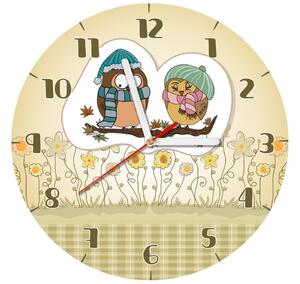 Dětské hodiny Sovičky s čepicemi Velikost: 30 x 30 cm