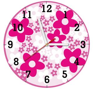 Dětské hodiny Krásné růžové kvítky Velikost: 30 x 30 cm